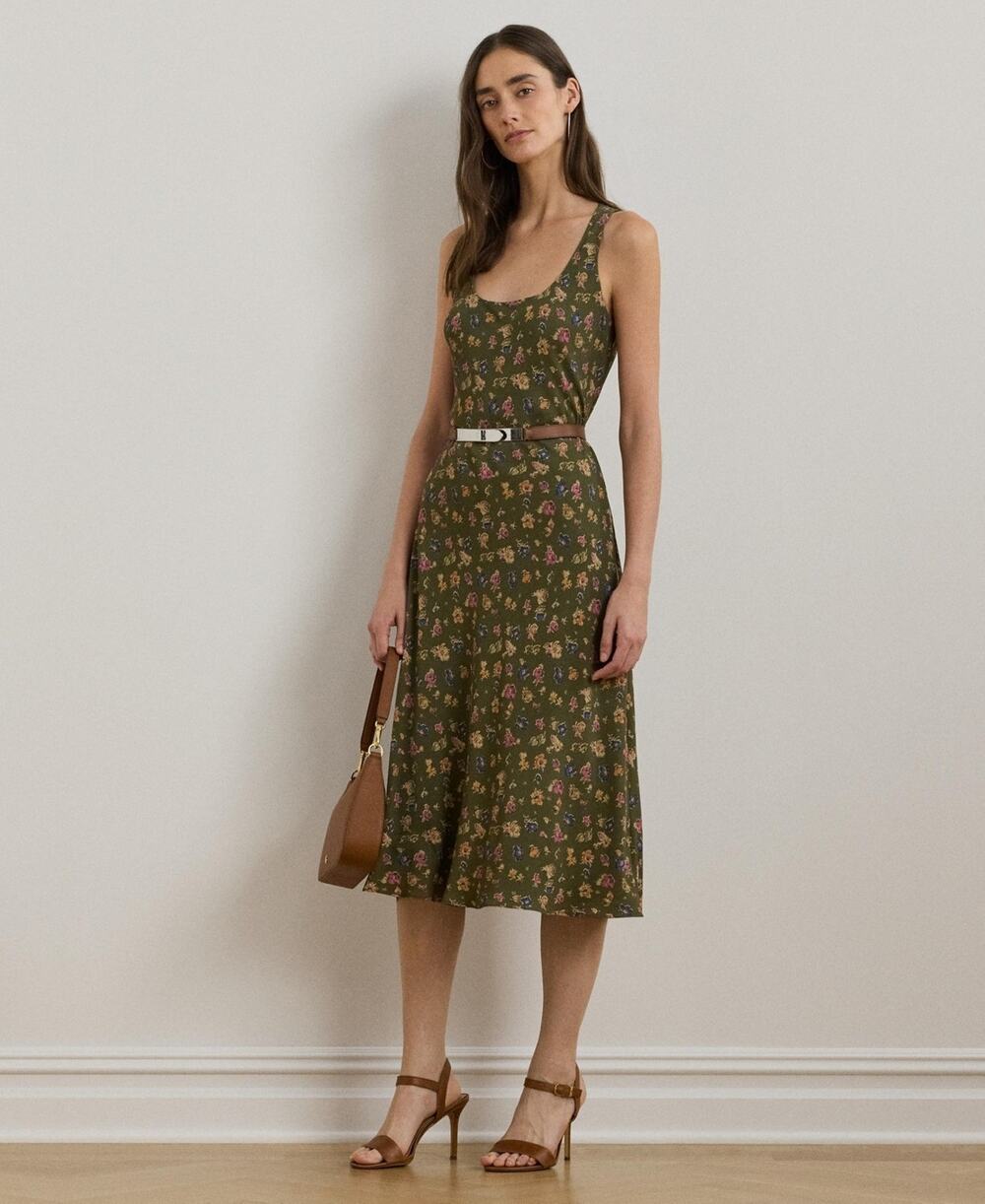 Lauren Ralph Lauren Floral Crepe Sleeveless Dress Size 10 4132 (MISSINGBELT)